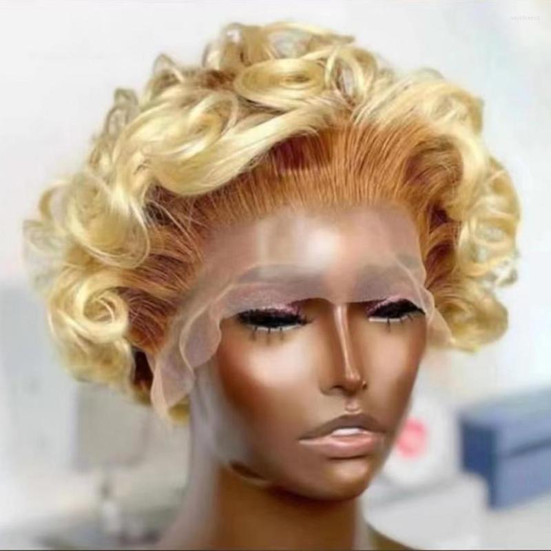 

Pixie Cut Wig Human Hair 13x1 Lace Frontal Wigs Short Curly For Women Part, Picture shown