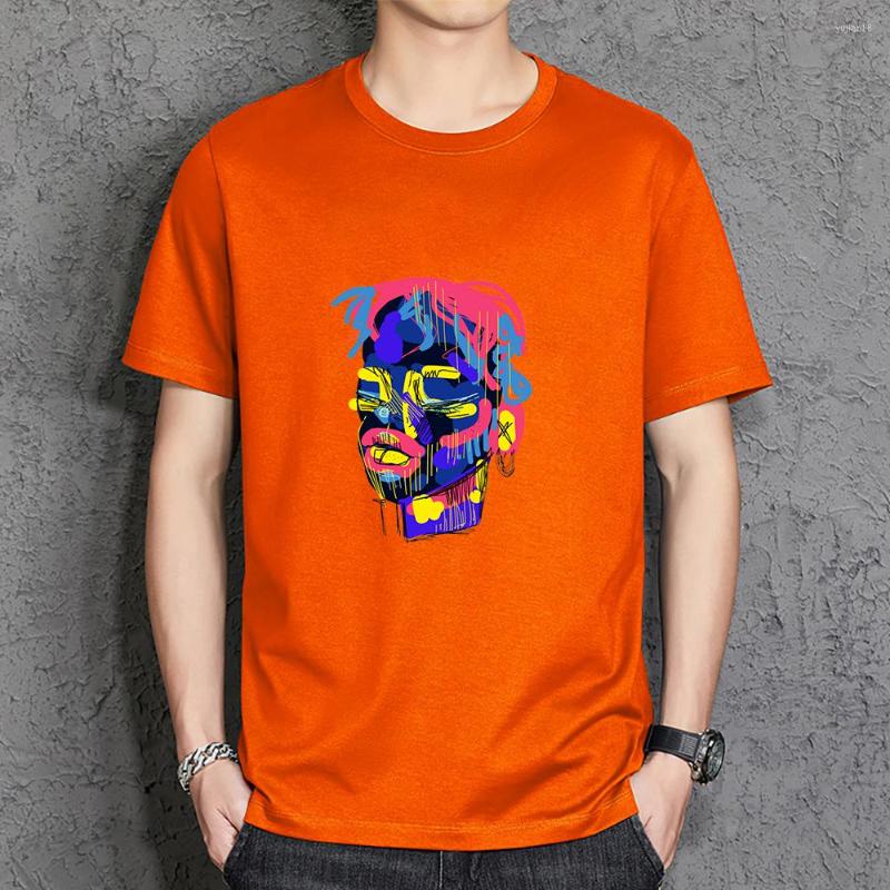 

Men' T Shirts Colorful Doodle Faces Y2K Men' T-Shirt Quality Cotton Tee Vintage Harajuku Streetwear Casual Comfortable Man Tshirts, Yellow
