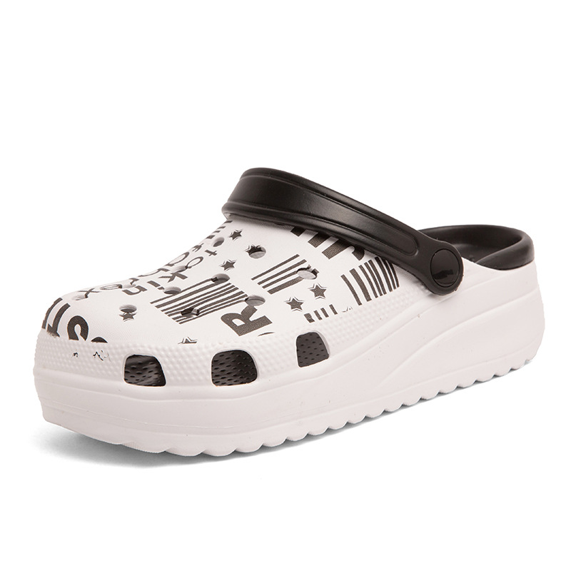 

Dongdong Shoes Women's Summer Outwear Anti slip Feet Feeling Sandals Women's Leisure Soft Sole Beach Thick Sole Slippers F708-5, Black-white