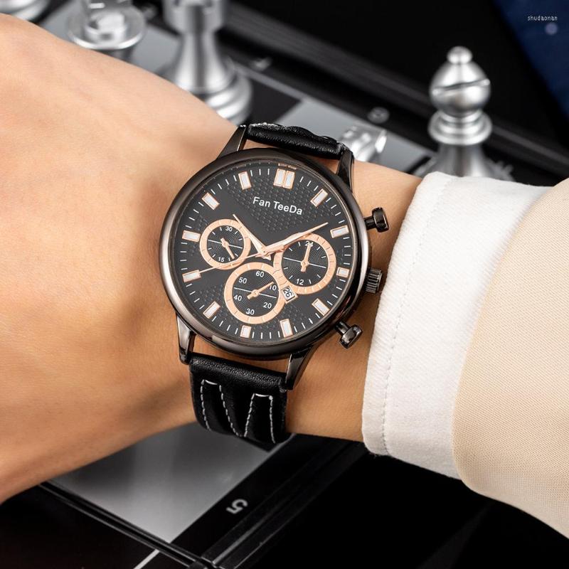 

Wristwatches 2023 Fashion Luxury Watch For Men Calendar Leather Strap Mens Business Military Sport Quartz Watches Relogio Masculino