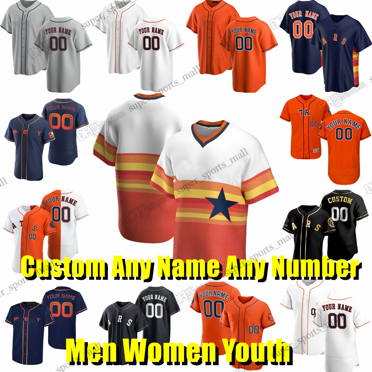 

S-6XL Nolan Ryan Baseball Jersey Jose Altuve Yordan Alvarez Alex Bregman Abreu Jose Abreu Hunter Brown Yainer Diaz Matt Gage Luis Garcia Brandon Bielak, As picture(with team name)