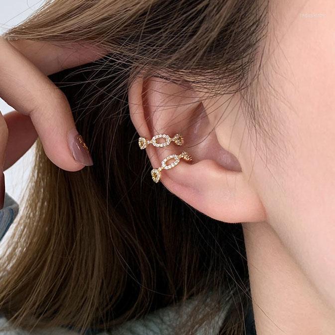 

Backs Earrings Non Piercing Clip For Women Vintage Small Hook Shaped Zircon Beads Inlaid Ear Earring Without Pierced Jewelry