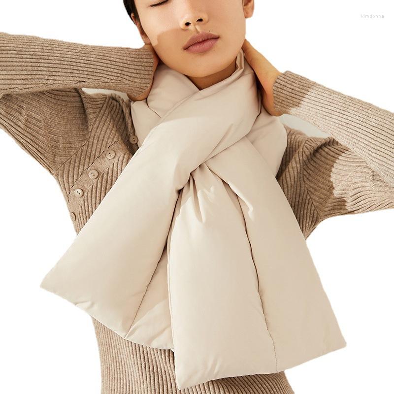 

Scarves Winter 2023 Japanese Style Simple Down Women's Scarf Couple's Pure Color Fashion Neck Guard Warm White Duck Wrap