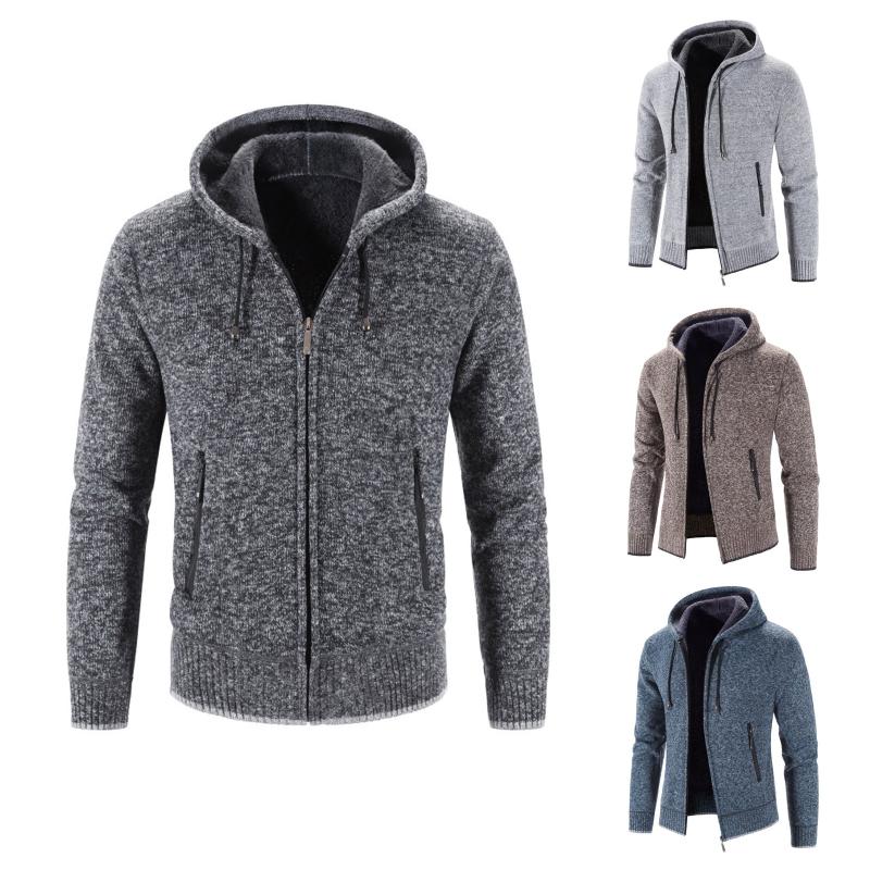 

Men's Jackets Casual Winter Knitting Sweater Cardigan Jacket Long Sleeve Plus Size Hooded Tops Coat Zipper Outwear Pocket Shirts Blouse, Blue