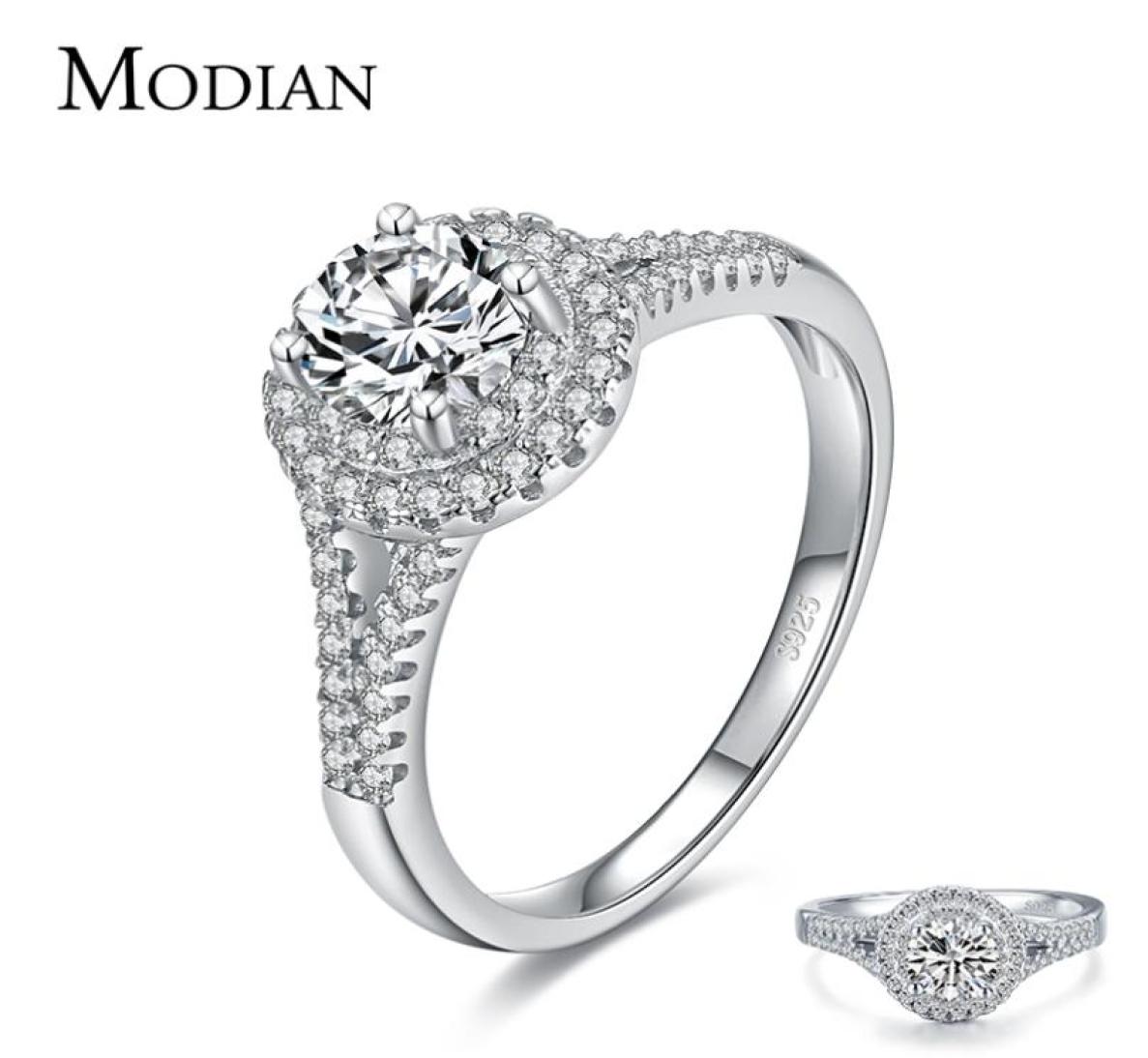 

Modian Real 925 Sterling Silver Rings For Women Round Classic Ten Hearts Zircon Ring Romantic Wedding Statement Jewelry With Box8682371