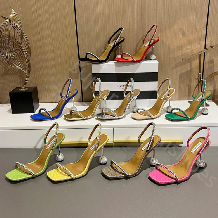 

Aquazzura Shoes Top quality Designers High heels Womens Sandals Women 8.5cm Heels crysta buckle party wedding dress shoes heel sexy back strap sandal 35-42
