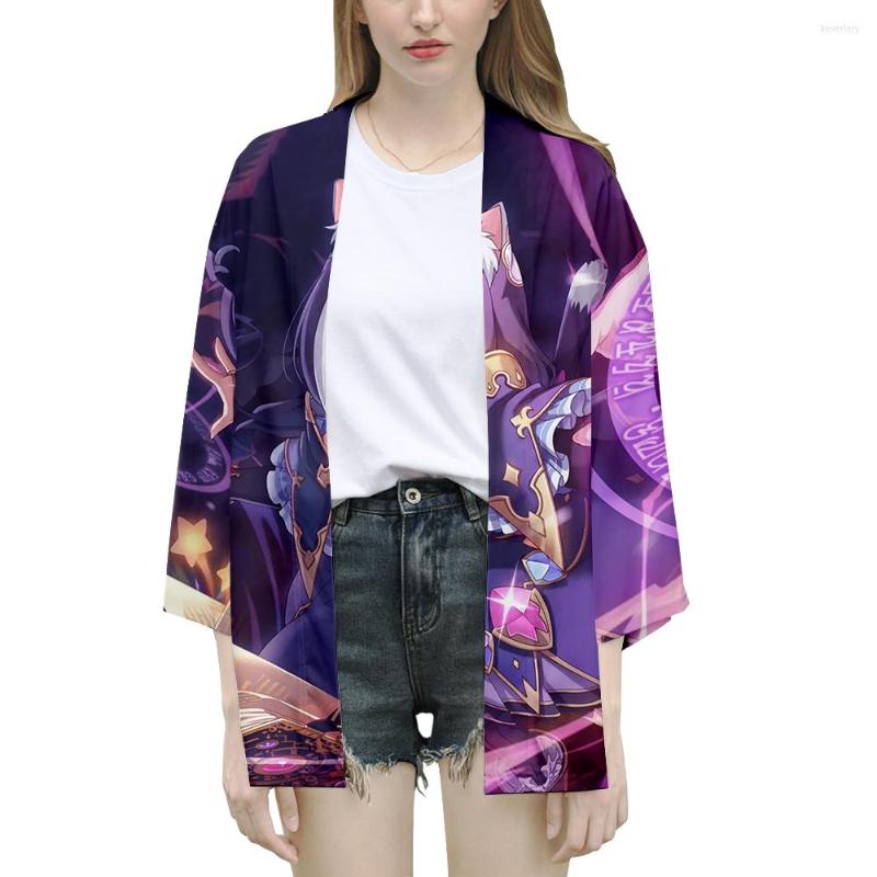 

Ethnic Clothing Princess Connect Re Dive Natsume Kokoro Kyaru 3D Print Summer Holiday Women/Men Three Quarter Sleeve Trend Blouse Kawaii