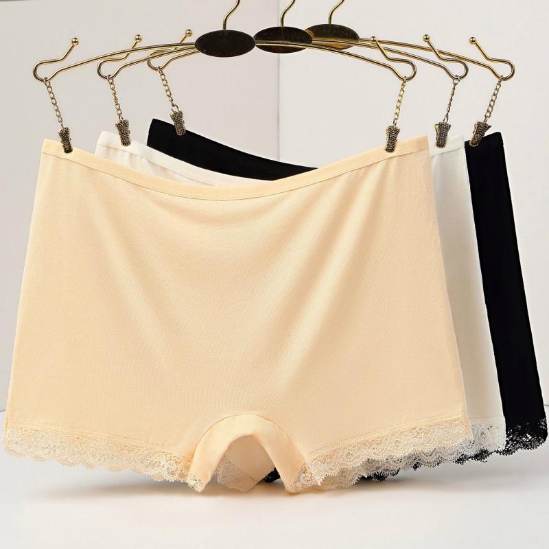 

Women's Panties Three-quarter Pants Anti-walking Female Lingerie Bottoms Cotton Flat Corner Soft Breathable Comfortable Low Waist Safety Pan, Black