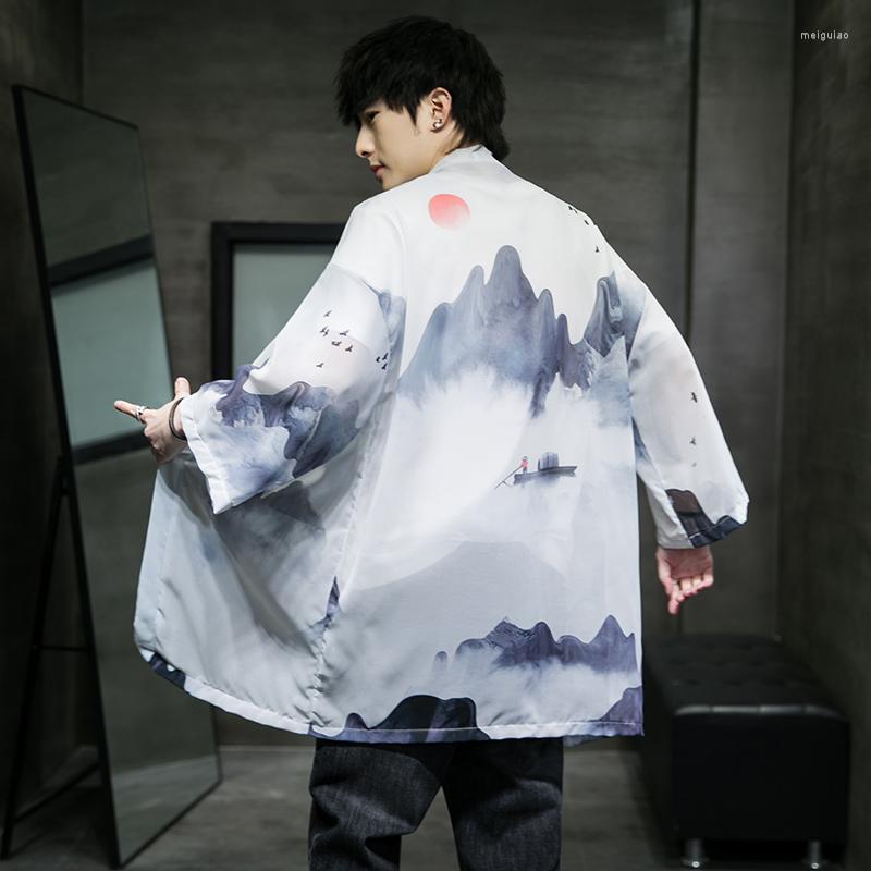 

Ethnic Clothing M-5XL Plus Size Harajuku Japanese Fashion Kimono 2023 White Black Men And Women Cardigan Blouse Haori Obi Asian Clothes