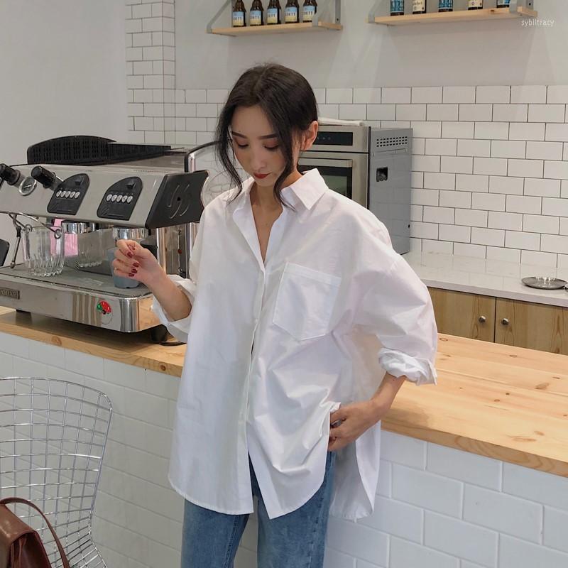 

Women's Blouses Beiyingni 2023 Spring Autumn Women Shirts White Plain Loose Oversized Female Tops BF