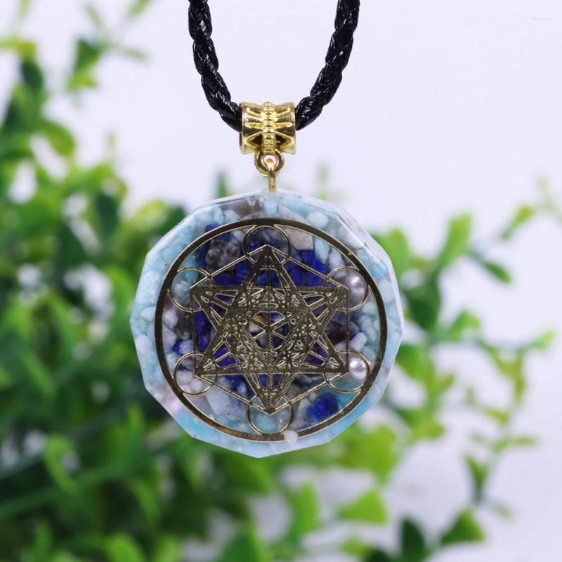 

Pendant Necklaces Orgonite Energy Amazonite Necklace Resin Jewelry Handcraft Gathering Wealth Brings Good Luck Woman