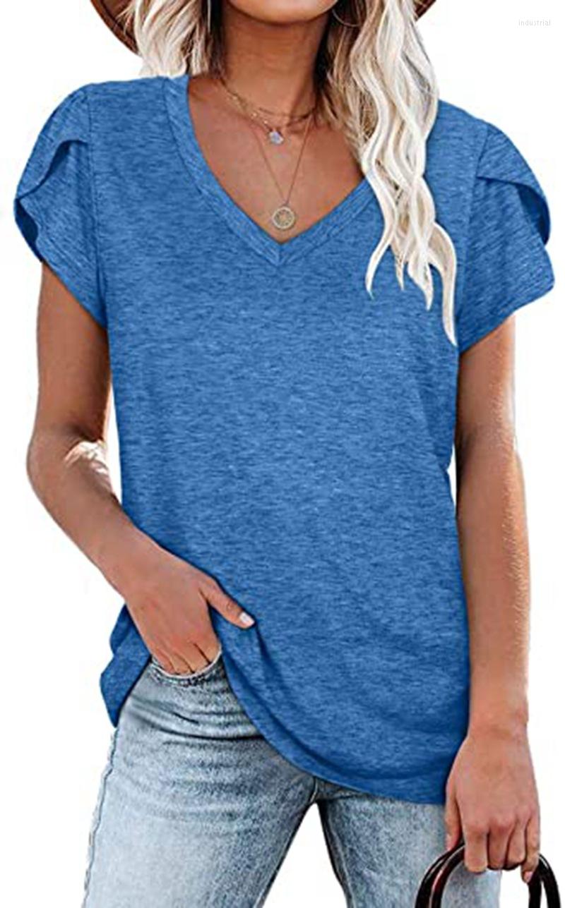 

Women's T Shirts 2023 Solid Color Summer Short Sleeve V-neck Casual Top Gray, White