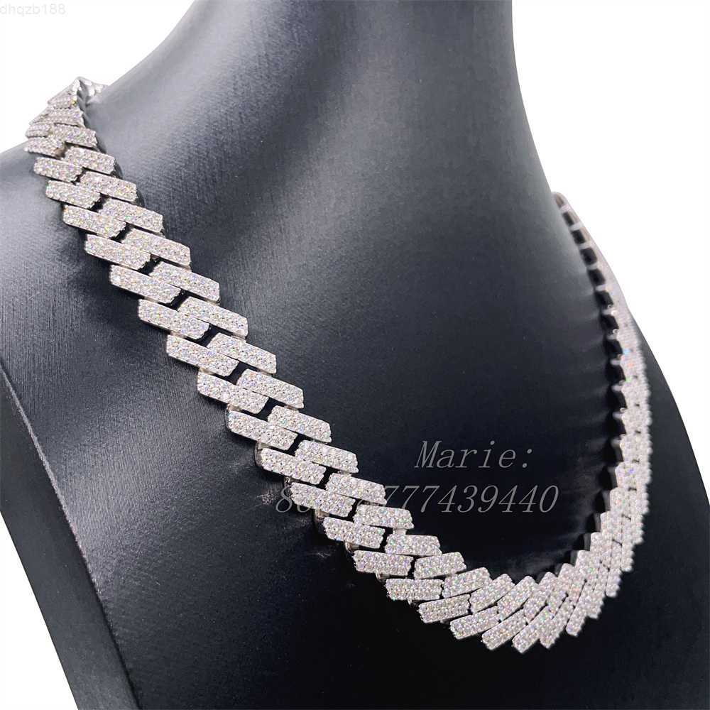 

Good Quality Jewelry S925 with Vvs Moissanite Diamond 15mm Wide Diamond Hip Hop Necklace Luxury Necklace for Women