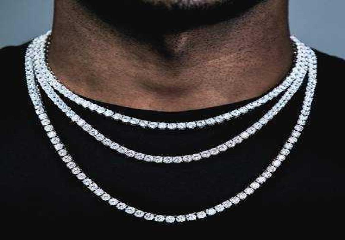 

Moissanite Jewelry Men Women 3mm 4mm 5mm Necklace Diamond Vvs 925 Sterling Silver Tennis Chains7373544
