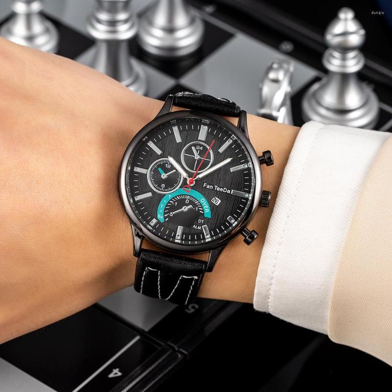 

Wristwatches Fashion Luxury Watch Men Big Business Calendar Leather Strap For Mens Military Sport Quartz Watches Relogio Masculino