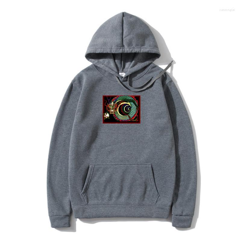 

Men's Hoodies Curled Chinese Dragon Fantasy Outerwear Classic Fleece Warmd Choice Of Autumns And Colours Men, Dark grey