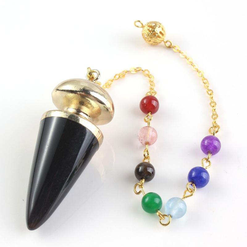 

Pendant Necklaces Xinshangmie Stylish Light Yellow Gold Color Natural Black Agates Pyramid 7 Chakra Stone Necklace Charm Jewelry GiftPendant