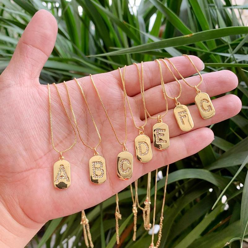 

Pendant Necklaces Luxury Initial A-Z 26 Letters Necklace Charm Copper Zircon Choker Family Name Jewelry Wedding Gift