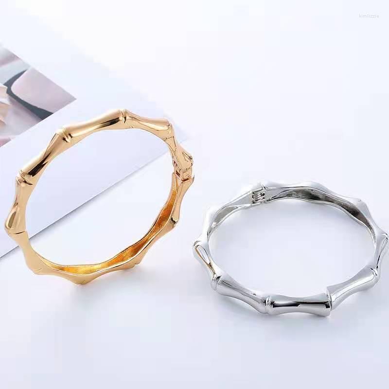 

Bangle Women Bracelets Alloy Bamboo Style Bracelet Gold/Silvery Bangles Female Jewelry Round Valentine's Day Joy Gift