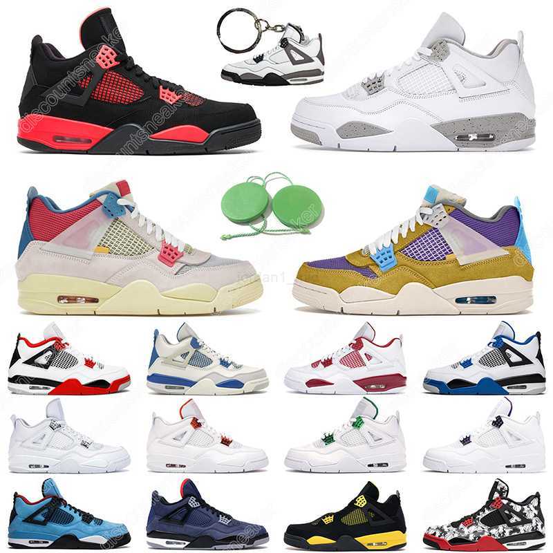 

5.5-13 Mens basketball shoes 4s Neon Starfish black cat white cement Desert Moss cool grey trainer sports sneakers, Oreo