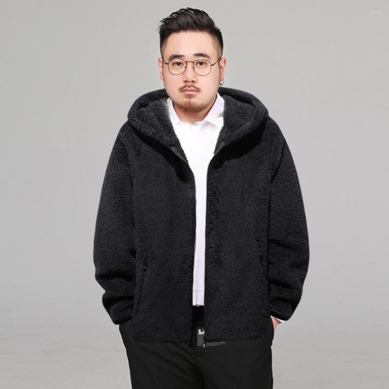 

Men's Jackets Men Coat Solid Color Loose Cold-proof Cardigan Zip Up Autumn For Outdoor, Black