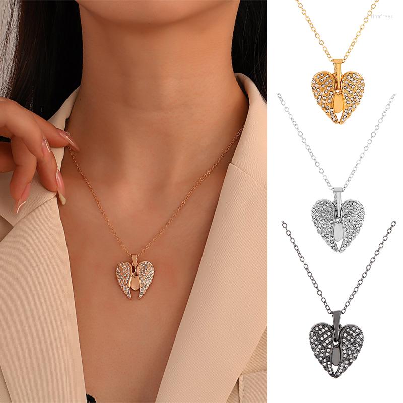 

Pendant Necklaces Fashion Love Shape Necklace For Women Simple Angel Wing Inlaid Zircon Mother's Day JewelryPendant
