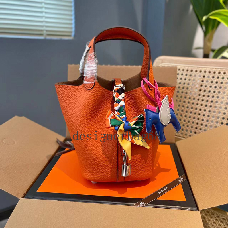 

Vegetable Basket Bags picotin lock Real leather new shoulder bags bucket bag women shopping high quality Cross Body with lock picotin handbag Market Tote