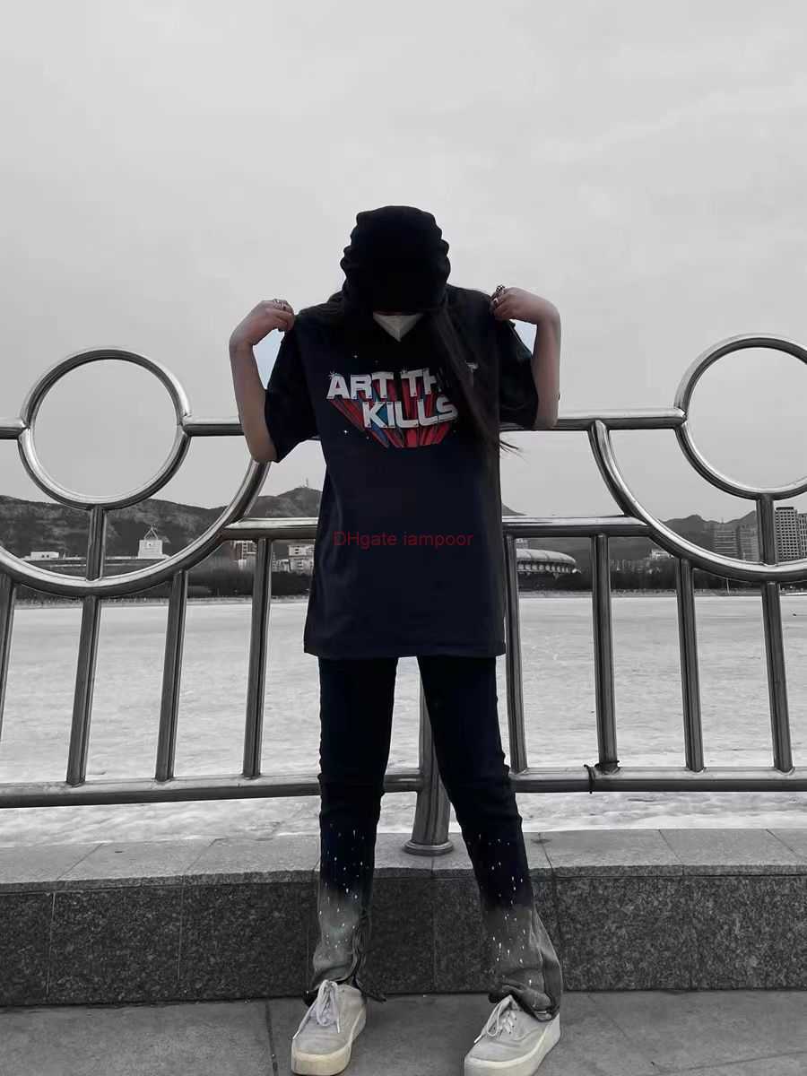 

Designer Fashion Clothing Tees Tshirt Galleryes Depts 22ss Starry Sky Letter Sparkling Pink Print Short Sleeve Unisex Luxury Casual Tops Streetwear Rock Hip hop Top, Same picture