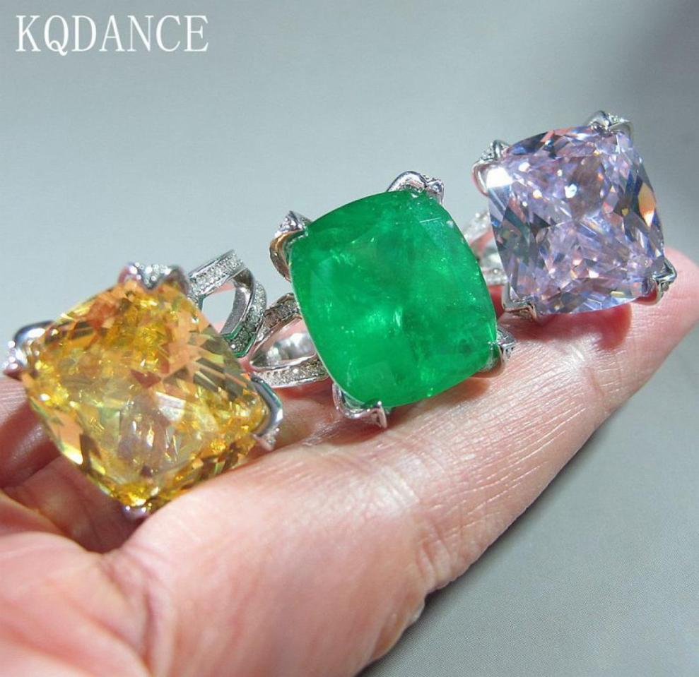 

925 sterling Silver big Created Yellow Moissanite Gemstone Emerald Ring Diamond Citrine Vintage Rings For women Fine Jewelry4176772