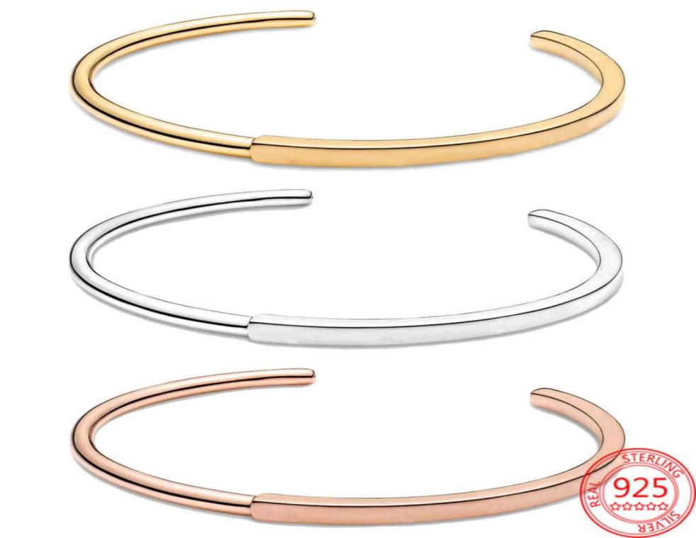 

New 100 925 Sterling Silver Original Classic Series Id Open Bracelet Fit Beads Charms Diy Gift for Women Girl Fine Bangle8323596