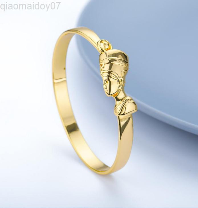 

Egyptian Queen Nefertiti Bracelet For Women Men Stainless Steel Gold Bangle African Vintage Jewelry Gift Mother Pulseras Mujer L223102926