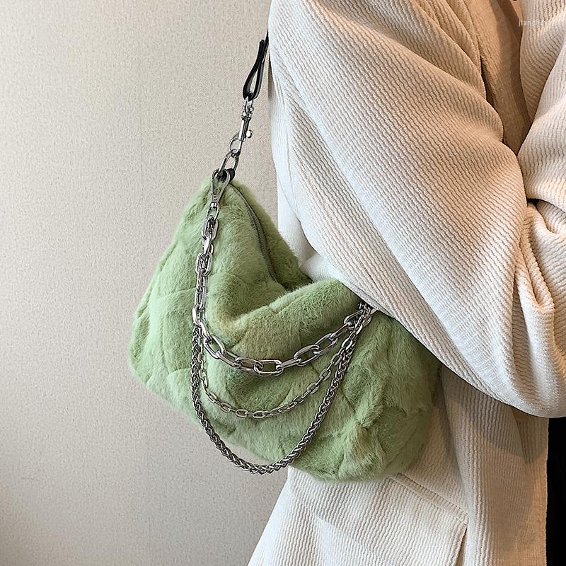 

Evening Bags Selling Niche Design 2023 Autumn/winter Women's Plush Messenger Bag Shoulder Underarm, Green