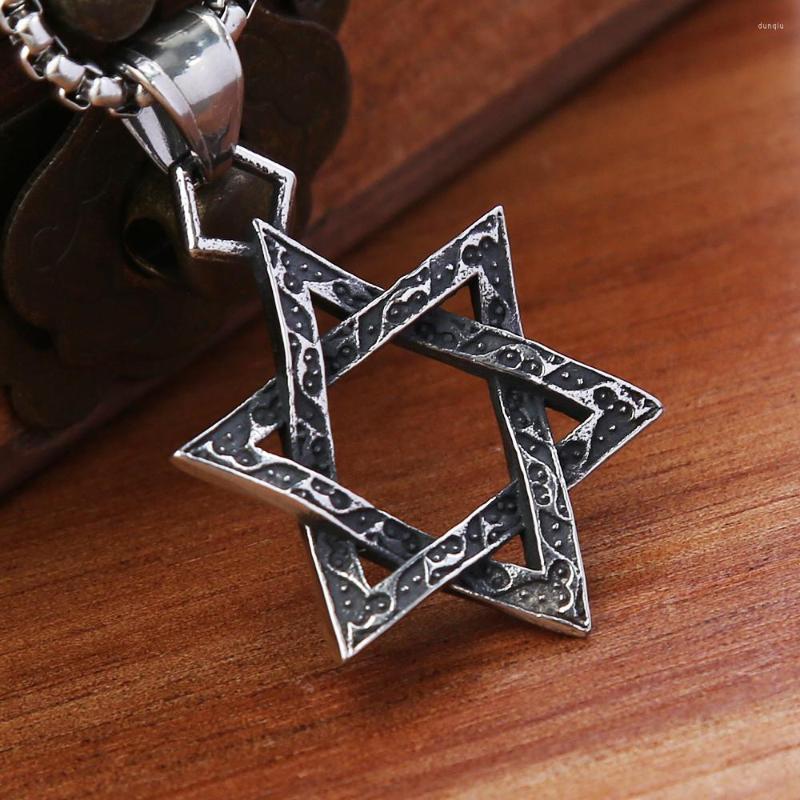 

Pendant Necklaces Small Vintage Hexagram Necklace For Men Fashion Stainless Steel Biker Star Of David Amulet Jewelry Gifts Drop