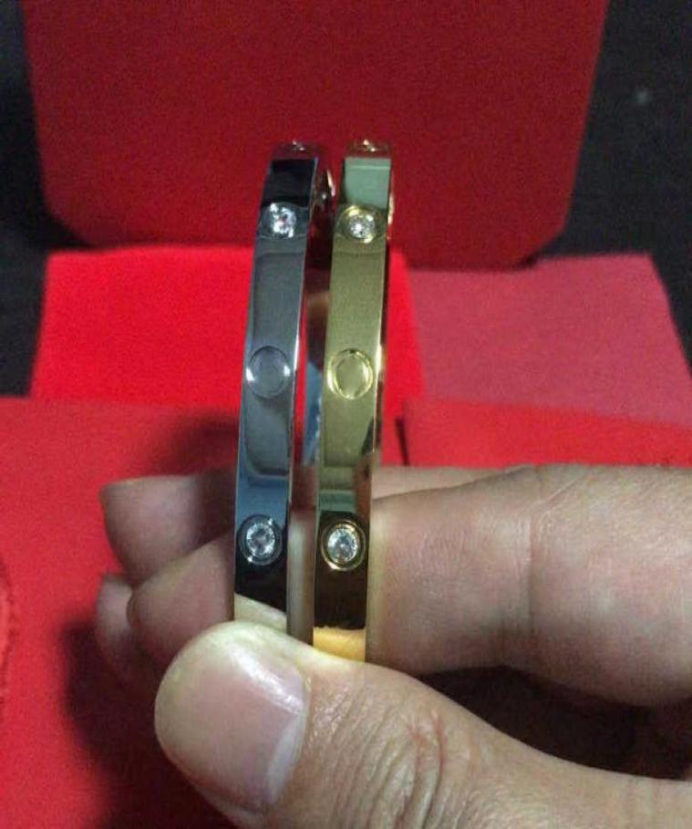 

Bangle Bracelet for Lover Fashion Wedding Bangles Rose Gold Thanksgiving Day Bracelets Cz with Box Size band silver bracelets love9117561