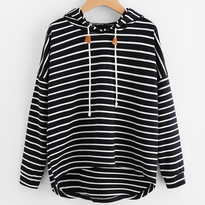 

Women' Hoodies Senior Sense Of Black And White Striped Sweatshirt Women Spring Autumn Models With Loose Tops Fashion Lazy Style