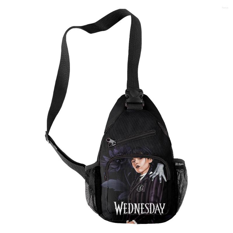 

Backpack 3D Wednesday Addams Chest Bag Children Boys Girls Cosplay Oxford Waterproof Crossbody Teens Kids Messenger