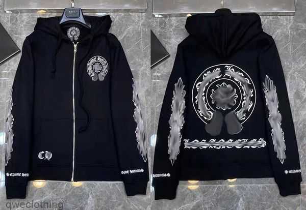 

Jackets Zipper Fashion Designer Luxury Women' Sweatshirts Heart Horseshoe Cross Print Brand Hoodies Men Chromes Coat Casual Pullover Loose Sweater Jacket TQ SRBV