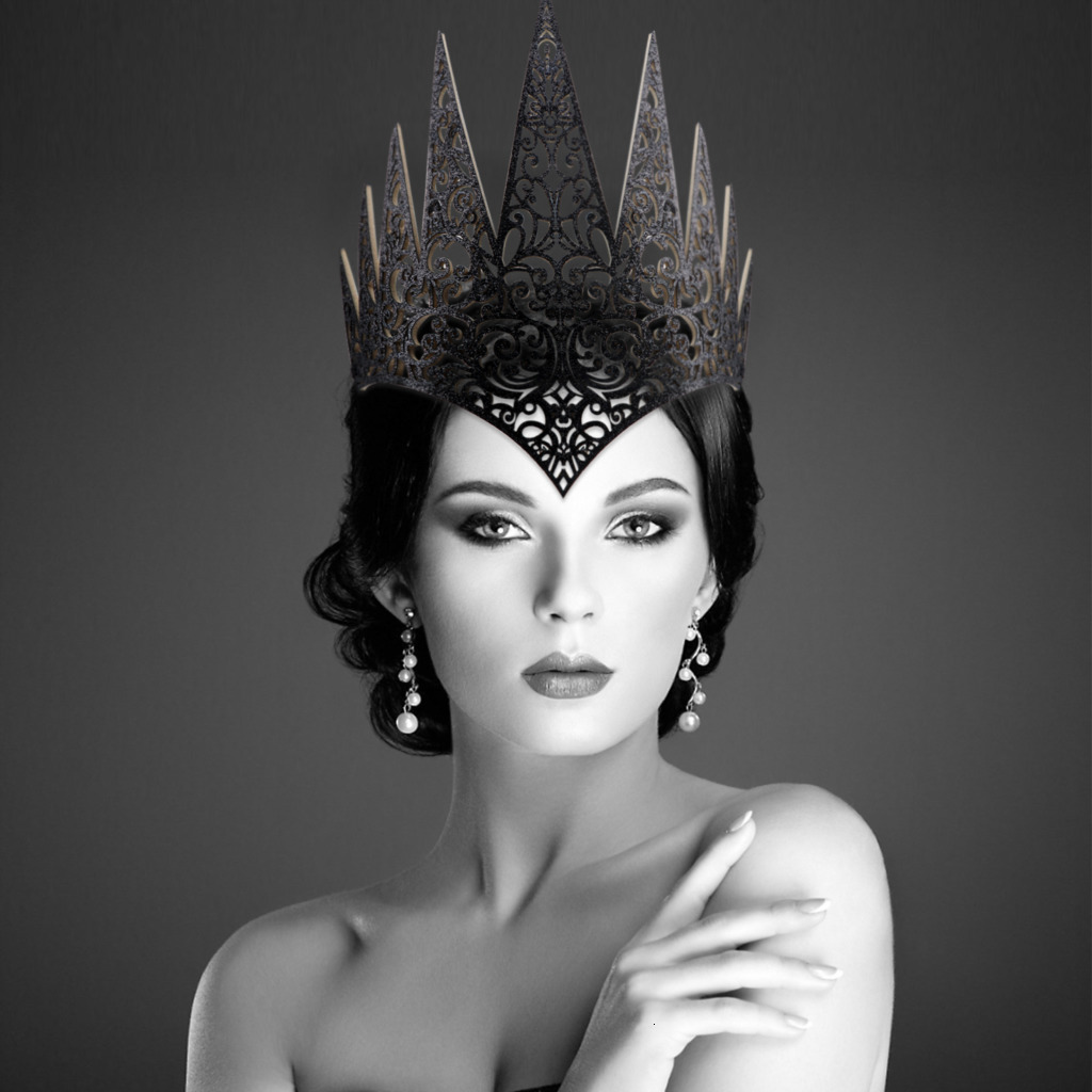 

Hair Rubber Bands Queen Crown Tiara Halloween Gothic Headdress Party Masquerade Cosplay Accessories 230512
