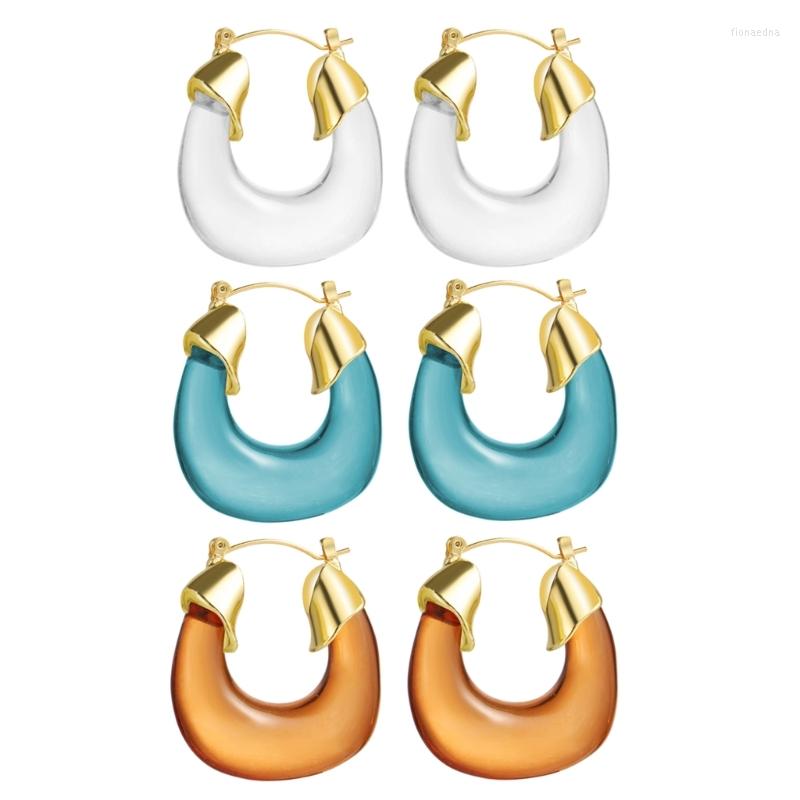 

Backs Earrings U-Shape Transparent Acrylic Resin Hoop Earring For Women Pendientes Jewelry