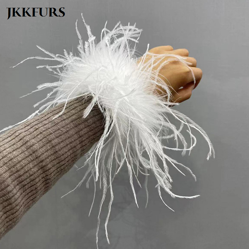 

Sleevelet Arm Sleeves 1 PC Wide Style Women's Real Ostrich Feather Slap Bracelets Fashion Long Turkey Cuff Fur Band Wristband S43921PC 230512