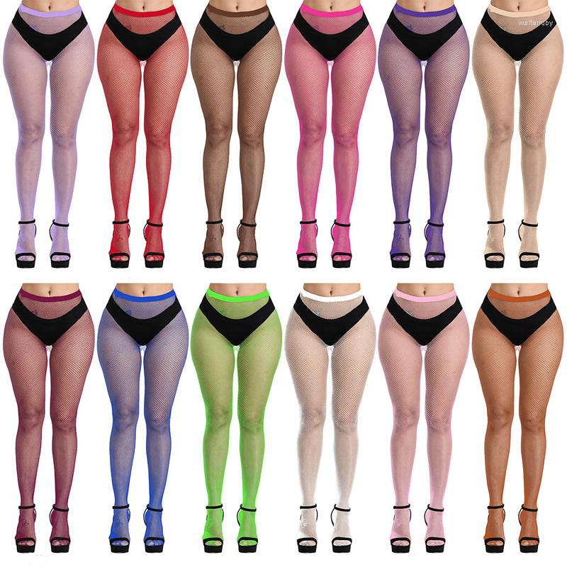 

Women Socks Fishnet Pantyhose Sexy Tights Seamless Lace Mesh Summer 20 Colors Nylon Fashion Tight Stocking Female Hosiery, Lake blue