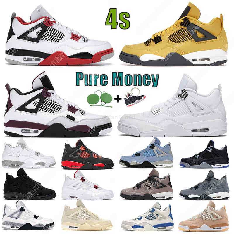 

36-45 mens basketball 4s shoes Fire Red Thunder University Shimmer White Oreo Cement Black Cat Bred Pure Money Cool Grey What The men women, #27