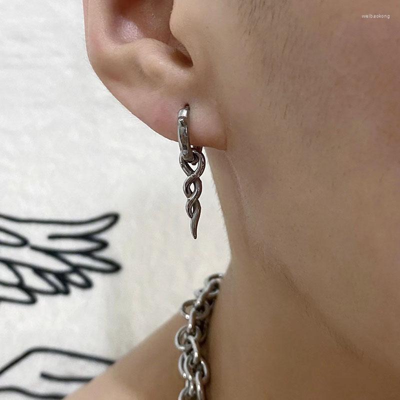 

Hoop Earrings Twist Thorn Stainless Steel For Men Simple Minimalist Jewelry Korean Fashion Jewery Grunge Aesthetic