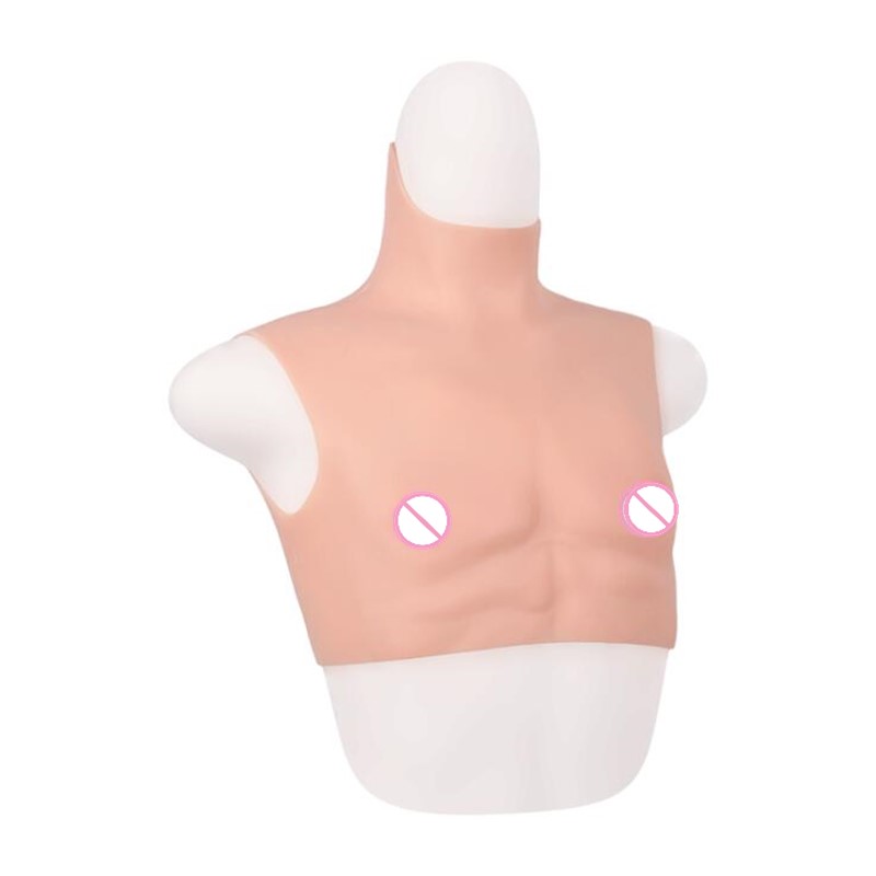 

Costume Accessories Silicone high neck muscle thickening chest dress up as a man with chest pad fake breast false breast forms C, Default color