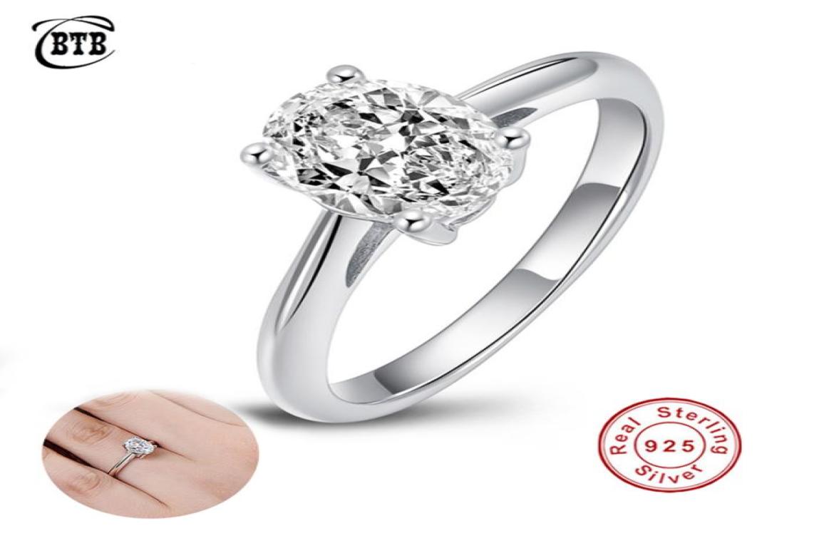 

Solitaire Ring S925 Sterling Silver Oval 2ct Wedding s for Women Engagement Diamond Simple Fine Jewelry Whole 2208272694054