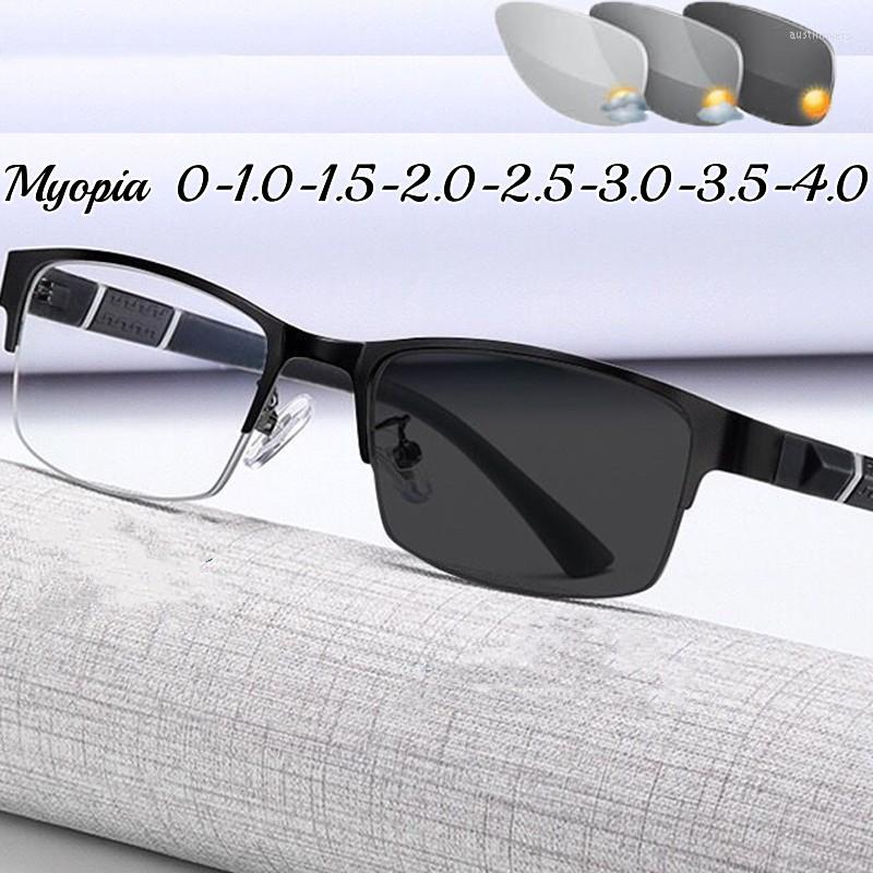 

Sunglasses Men Pochromic Myopia Glasses Fashion Half Frame Metal Business Eyewear Women Outdoor Driving UV Shades Eyeglasses