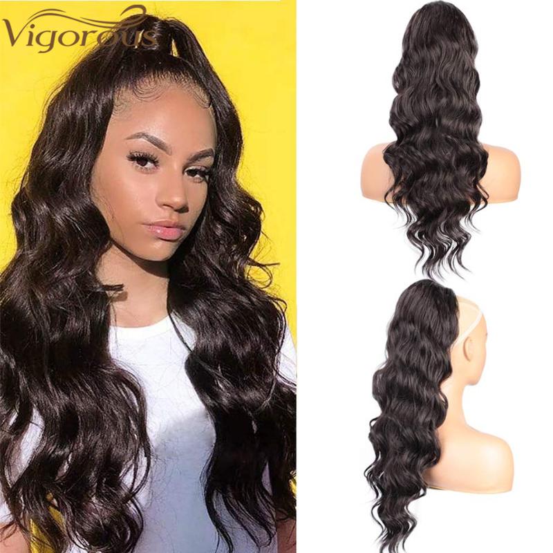 

Synthetic Wigs Vigorous Body Wavy Ponytail Hair Clip For Women Black Brown Drawstring Afro Pony Tail Fake, Red
