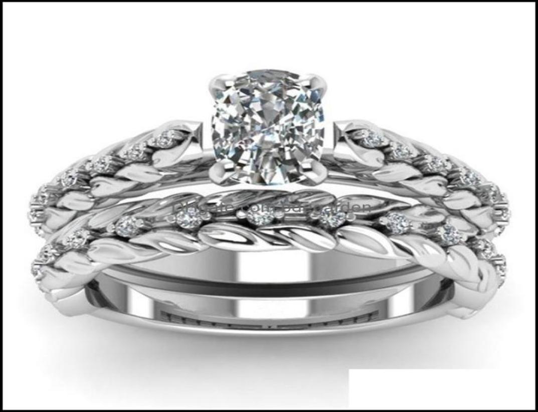 

Couple Rings Jewelry New Copper Plated Platinum Double Heart Ring Exquisite Hollow Carved Diamond TwoPiece P Dhi0B5363407