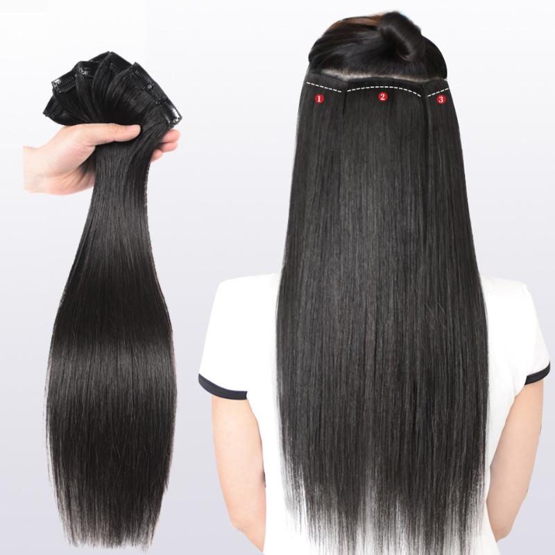 

Synthetic Wigs BUQI Clip In One Piece Hair 1 Pieces/Set Straight Black Long Natural Machine Made, T1b/613