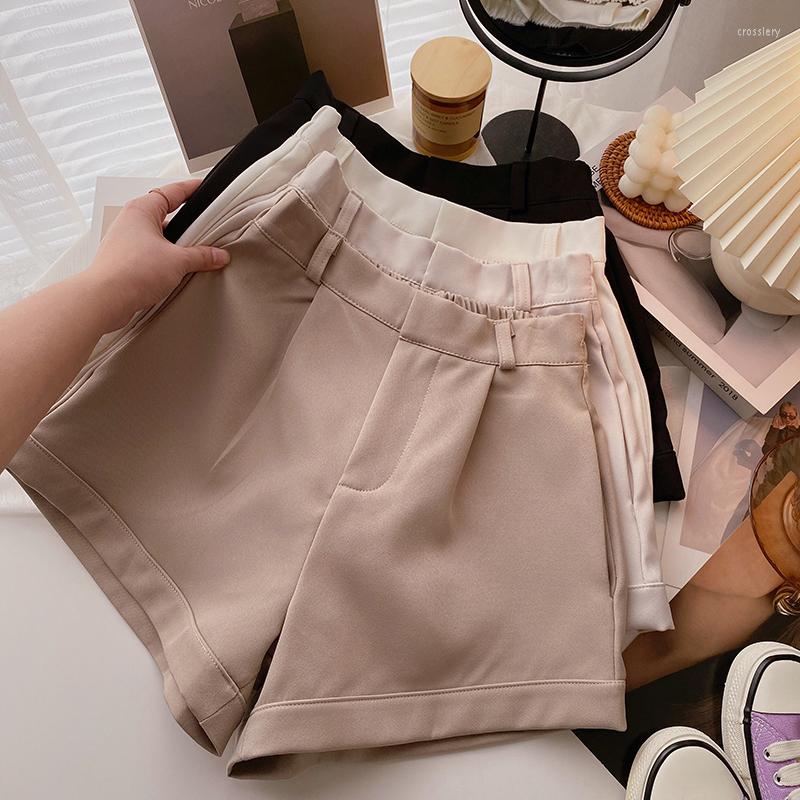 

Women' Shorts Pantalones Cortos De Mujer Casual Wide Leg Black High Waisted Suits White Feminino Wild Spring Solid Women, Beige